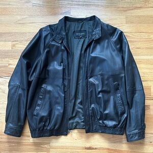 Bruno Magli Italian Made Black Lamb’s Leather Jacket Size 46 Bomber